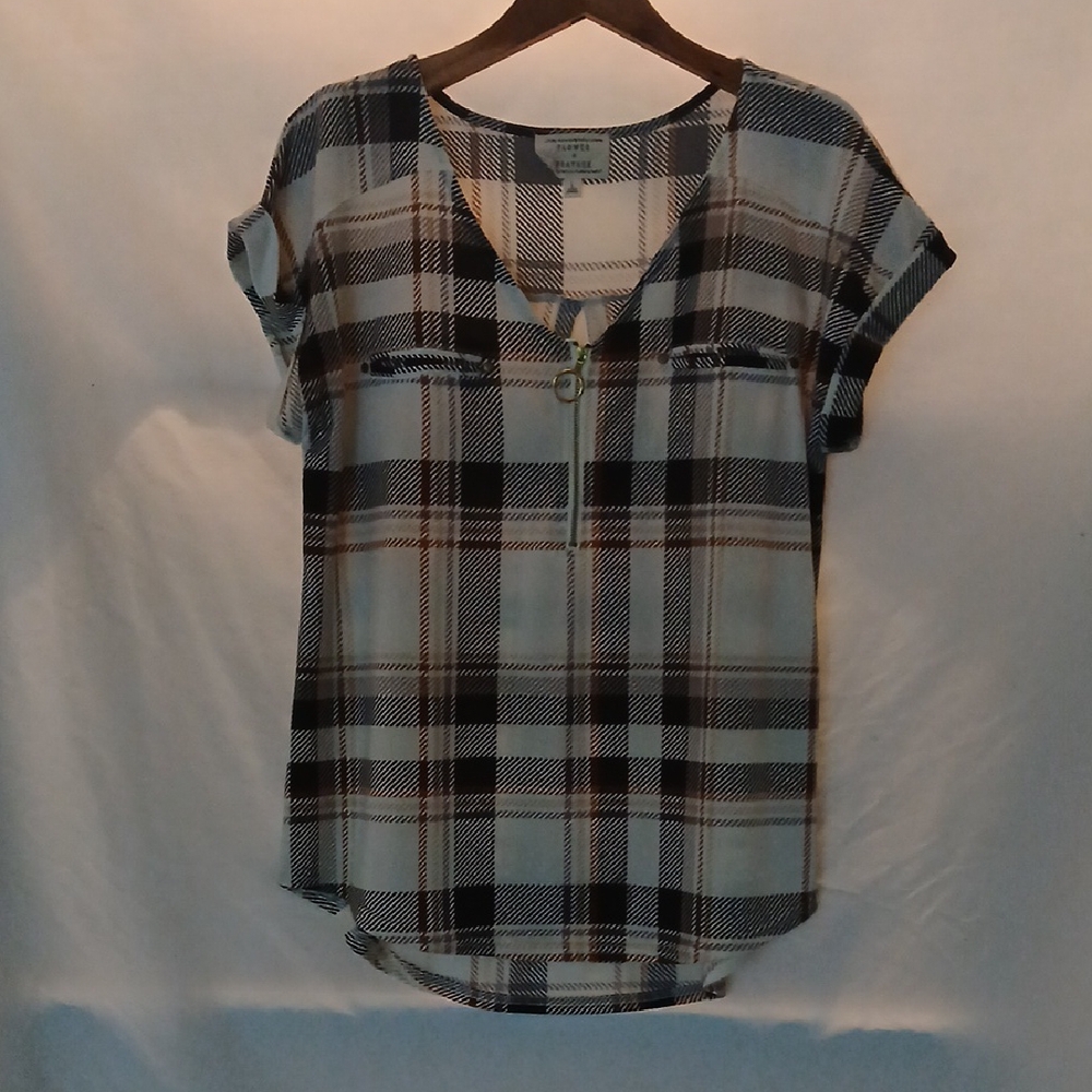Black and White Plaid Blouse